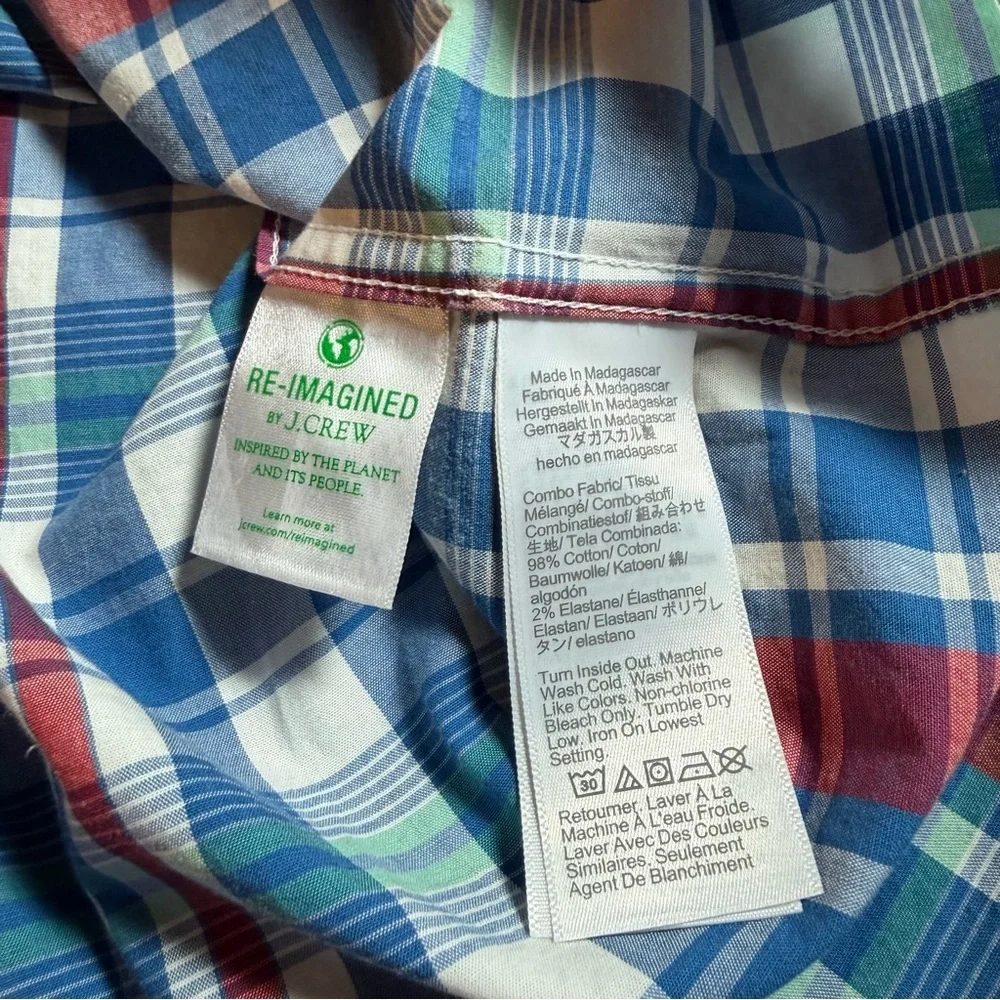 J. Crew Men's Red and Blue Plaid Casual Shirt NWOT XL